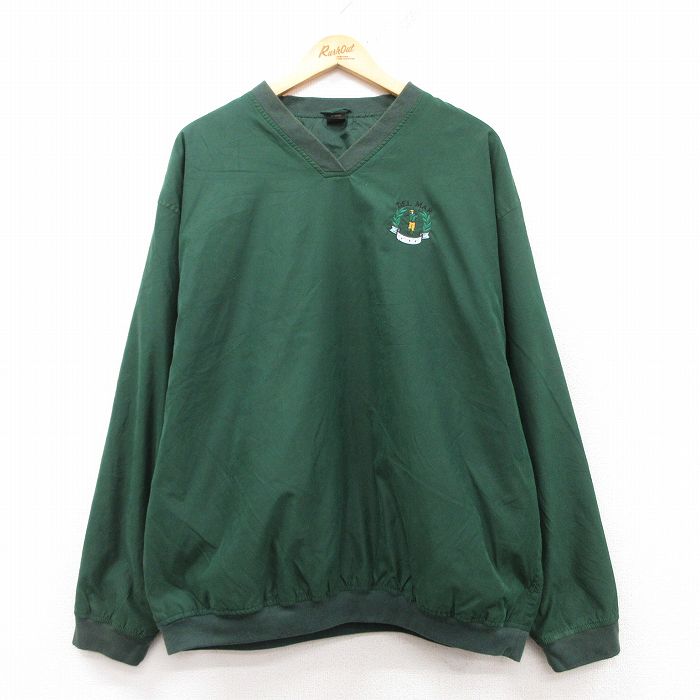XL★古着 長袖 ジャケット メンズ ゴルフ 大きいサイズ Vネック 緑 グリーン 25feb13 中古 アウター ジャンパー ブルゾン
