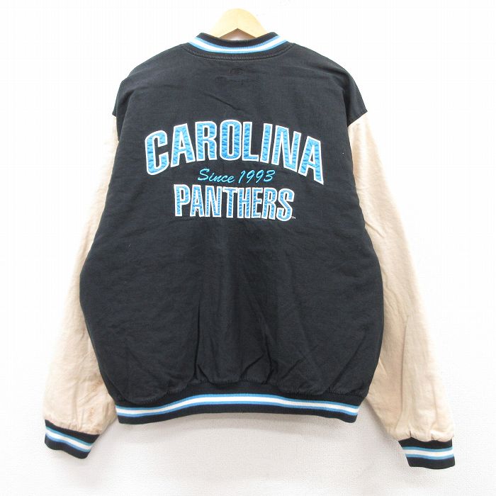 XL★古着 チャンピオン champion 長袖 ジャケット メンズ 00年代 00s カロライナパンサーズ 大きいサイズ 黒他 ブラック 内側キルティング 25feb13 中古 アウター ジャンパー ブルゾン