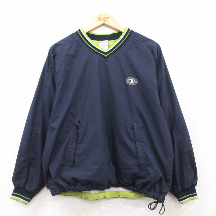 L★古着 チャンピオン champion 長袖 ジャケット メンズ ワンポイントロゴ 紺他 ネイビー 【spe】 25feb13 中古 アウター ジャンパー ブルゾン