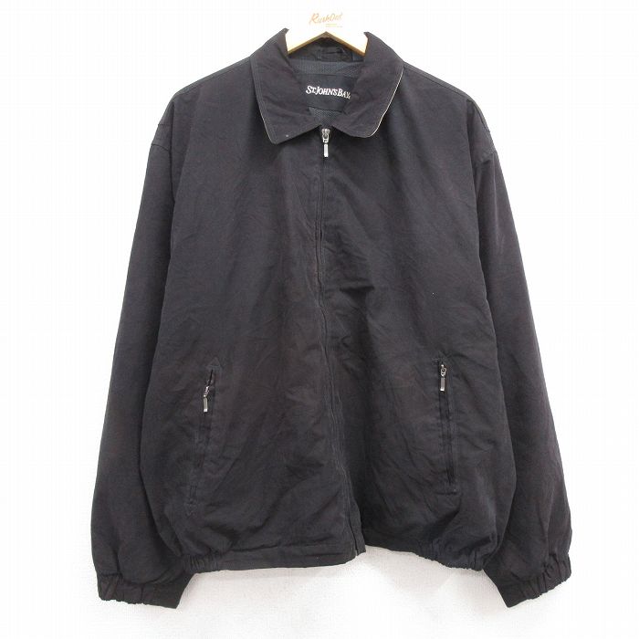 XL★古着 セントジョンズベイ 長袖 ジャケット スイングトップ メンズ 90年代 90s 大きいサイズ 黒 ブラック 内側メッシュ 25feb14 中古 アウター ジャンパー ブルゾン