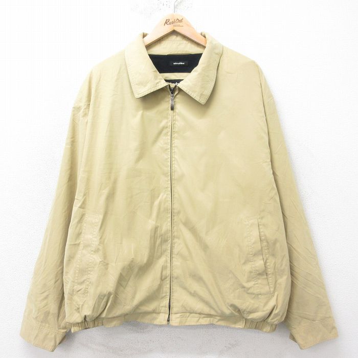 【50%OFF】XL★古着 長袖 ジャケット スイングトップ メンズ 大きいサイズ ベージュ カーキ 25feb14 中古 アウター ジャンパー ブルゾン