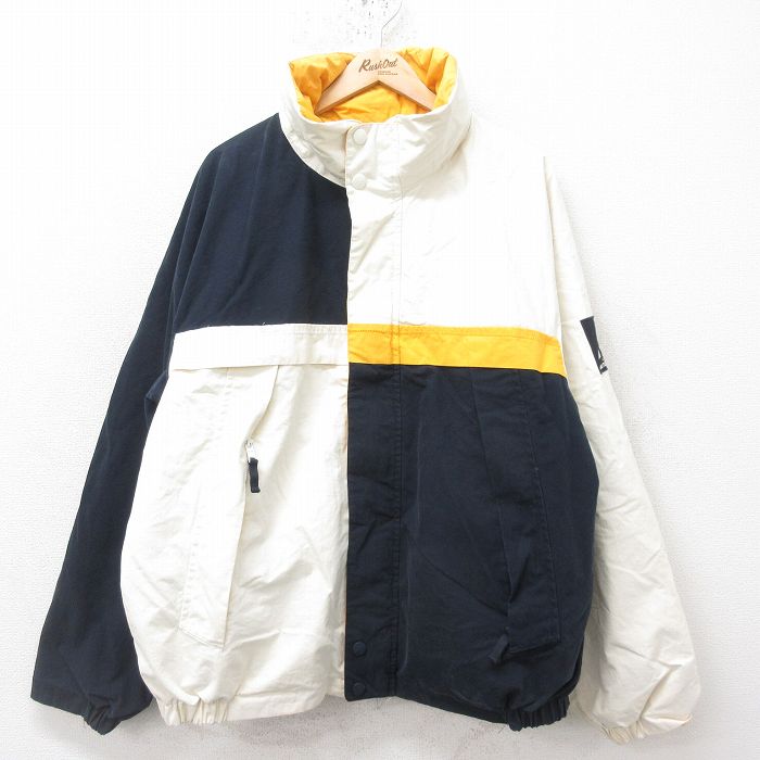 XL★古着 ノーティカ NAUTICA 長袖 ブランド ジャケット メンズ 大きいサイズ マルチカラー リバーシブル 白他 ホワイト 25feb14 中古 アウター ジャンパー ブルゾン