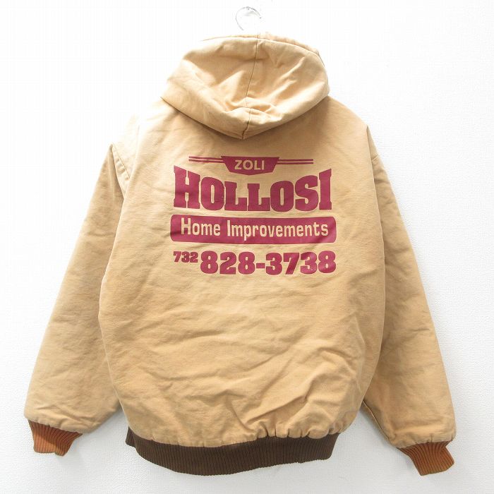 XL★古着 キー KEY 長袖 ジャケット パーカー メンズ 90年代 90s HOLLOSI ダック地 茶 ブラウン 内側キルティング 【spe】 25feb17 中古 アウター ジャンパー ブルゾン