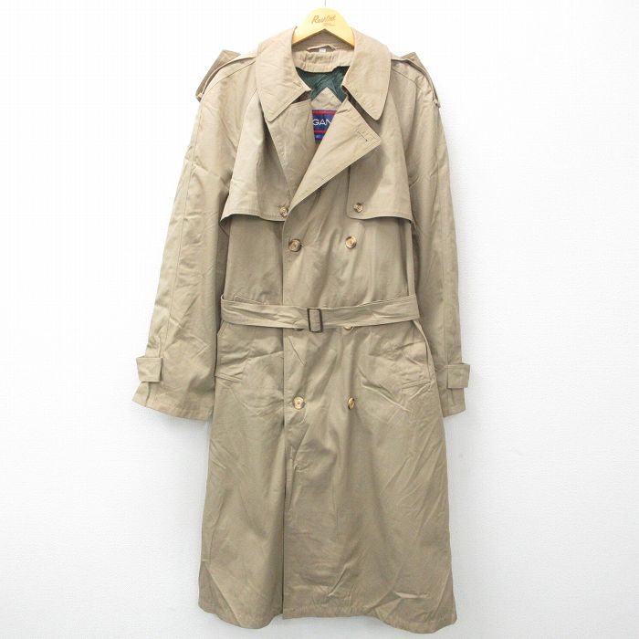M★古着 GANT 長袖 トレンチ コート メンズ 00年代 00s　ロング丈 ベージュ カーキ 25feb17 中古 アウター