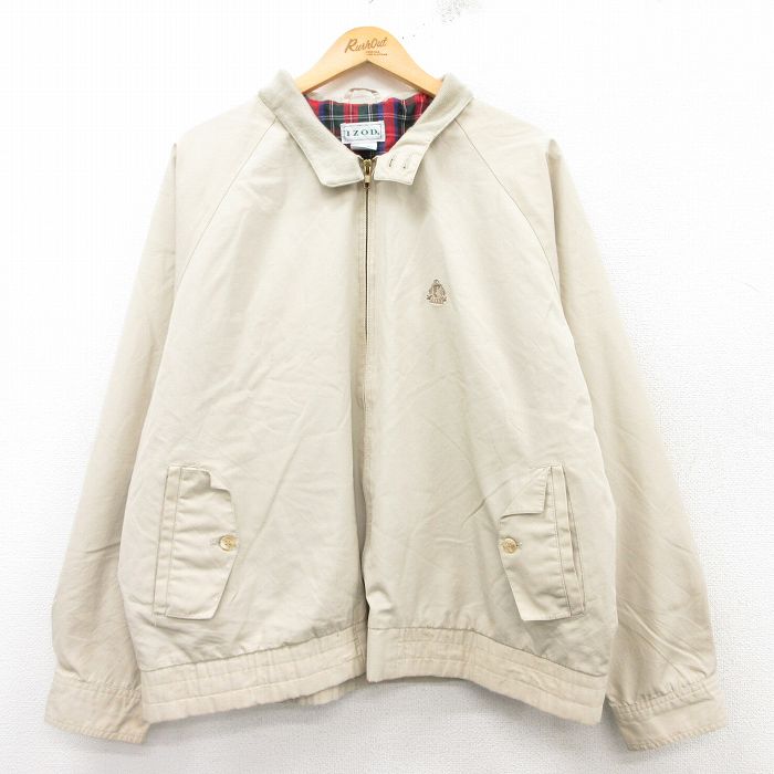 XL★古着 IZOD 長袖 ジャケット スイングトップ メンズ 90年代 90s 大きいサイズ ラグラン ベージュ カーキ 25feb17 中古 アウター ジャンパー ブルゾン