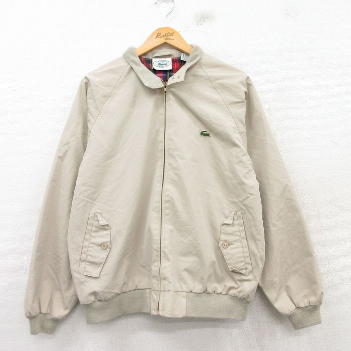 L★古着 ラコステ LACOSTE IZOD 長袖 ブランド ジャケット スイングトップ メンズ 90年代 90s ワンポイントロゴ ラグラン ベージュ カーキ 25feb17 中古 アウター ジャンパー ブルゾン