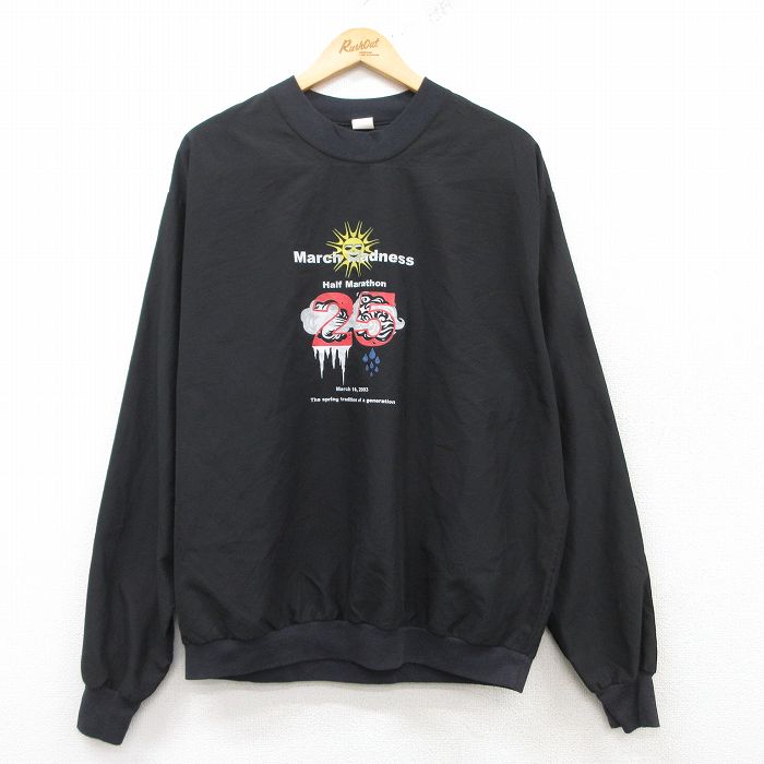 XL★古着 長袖 ジャケット メンズ 00年代 00s ハーフマラソン クルーネック USA製 黒 ブラック 25feb17 中古 アウター ジャンパー ブルゾン
