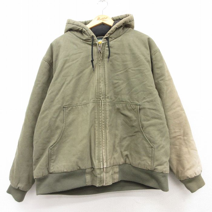 XL★古着 カベラス 長袖 ジャケット パーカー メンズ 00年代 00s ダック地 大きいサイズ コットン 緑系 グリーン 内側キルティング 25feb17 中古 アウター ジャンパー ブルゾン