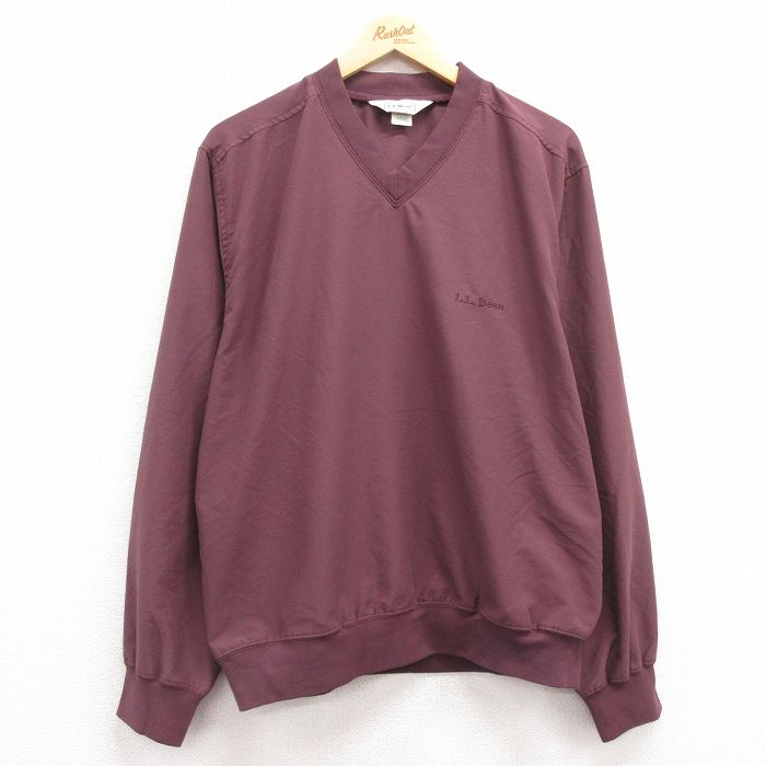 L★古着 エルエルビーン LLBEAN 長袖 ジャケット メンズ 90年代 90s ワンポイントロゴ Vネック エンジ 25feb18 中古 アウター ジャンパー ブルゾン