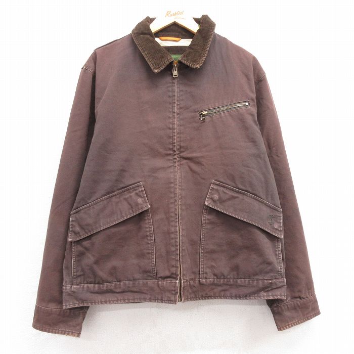 XL★古着 ティンバーランド 長袖 ジャケット メンズ 00年代 00s ダック地 ヒジ当て コットン 襟コーデュロイ 茶 ブラウン 25feb18 中古 アウター ジャンパー ブルゾン