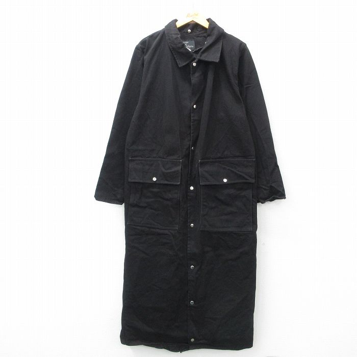 XL★古着 長袖 コート メンズ 90年代 90s コットン ロング丈 USA製 黒 ブラック 【spe】 25feb18 中古 アウター