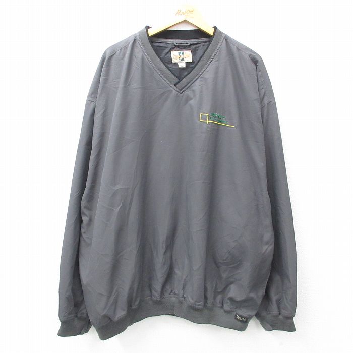 XL★古着 長袖 ジャケット メンズ Mid East 大きいサイズ Vネック 濃グレー 25feb18 中古 アウター ジャンパー ブルゾン