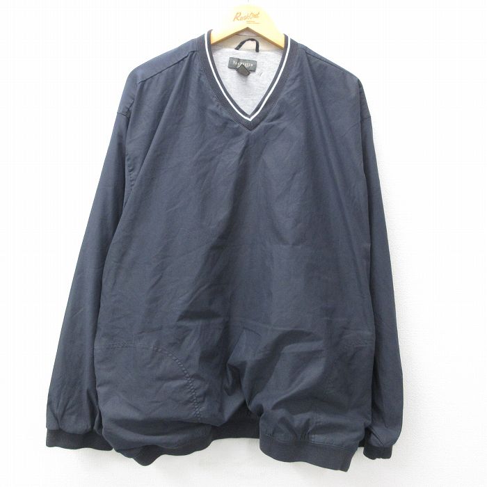 XL★古着 バンヒューセン 長袖 ジャケット メンズ 大きいサイズ Vネック 濃紺 ネイビー 25feb18 中古 アウター ジャンパー ブルゾン