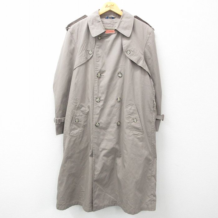 XL★古着 タウンクラフト 長袖 トレンチ コート メンズ 90年代 90s ロング丈 ベージュ系 カーキ 25feb18 中古 アウター