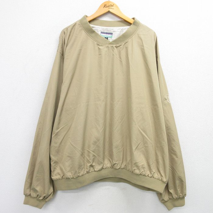 XL★古着 長袖 ジャケット メンズ H 大きいサイズ Vネック ベージュ系 カーキ 25feb19 中古 アウター ジャンパー ブルゾン
