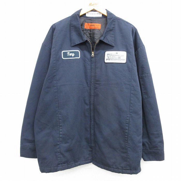 XL★古着 長袖 ワーク ジャケット メンズ CiNTAS 大きいサイズ 紺 ネイビー 内側キルティング 25feb19 中古 アウター ジャンパー ブルゾン