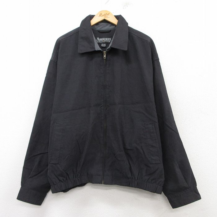 XL★古着 長袖 ジャケット スイングトップ メンズ 大きいサイズ 黒 ブラック 25feb18 中古 アウター ジャンパー ブルゾン