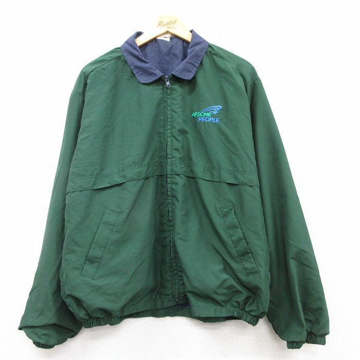 XL★古着 長袖 ジャケット メンズ 90年代 90s AFSCME 大きいサイズ USA製 緑 グリーン 25feb18 中古 アウター ジャンパー ブルゾン