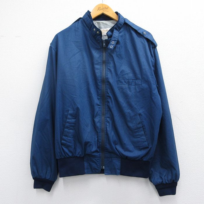 【50%OFF】L★古着 長袖 ジャケット メンズ 90年代 90s USA製 紺 ネイビー 25feb22 中古 アウター ジャンパー ブルゾン