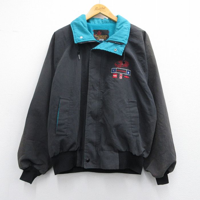 XL★古着 長袖 ジャケット メンズ 90年代 90s 車 ラグラン USA製 黒他 ブラック 25feb22 中古 アウター ジャンパー ブルゾン