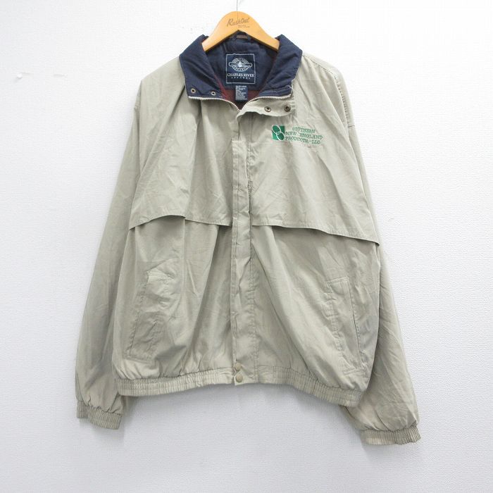 XL★古着 長袖 ジャケット メンズ 00年代 00s ニューイングランド 大きいサイズ グレー系 内側メッシュ 25feb22 中古 アウター ジャンパー ブルゾン