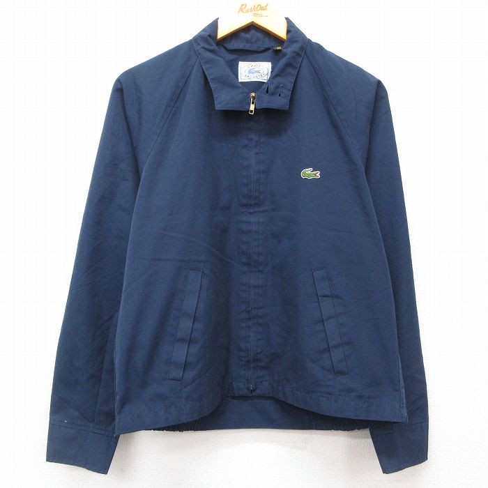 L★古着 ラコステ LACOSTE IZOD 長袖 ジャケット スイングトップ メンズ 90年代 90s ワンポイントロゴ ラグラン 紺 ネイビー 25feb27 中古 アウター ジャンパー ブルゾン