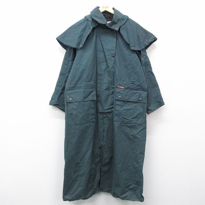 【50%OFF】XL★古着 長袖 コート パーカー メンズ 大きいサイズ ロング丈 コットン オーストラリア製 濃緑 グリーン 25feb27 中古 アウター