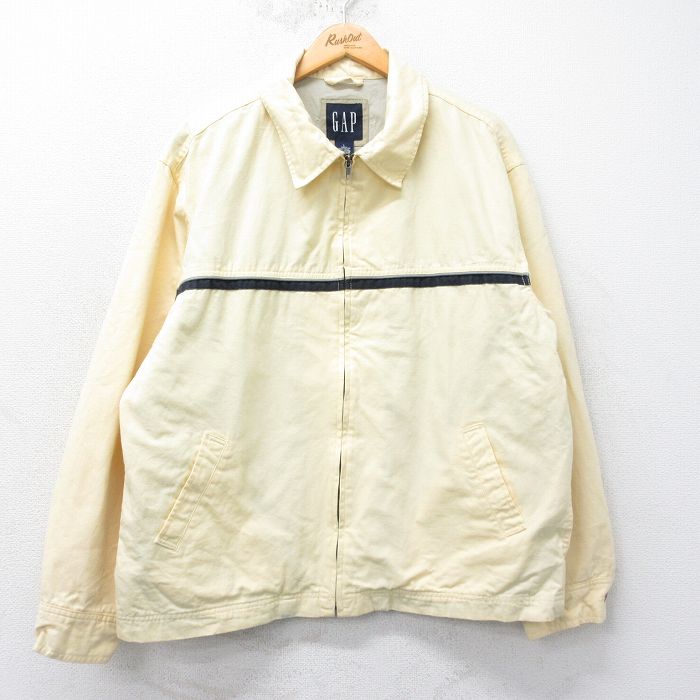 XL★古着 ギャップ GAP 長袖 ジャケット スイングトップ メンズ 00年代 00s 大きいサイズ コットン 薄黄他 イエロー 【spe】 25feb27 中古 アウター ジャンパー ブルゾン
