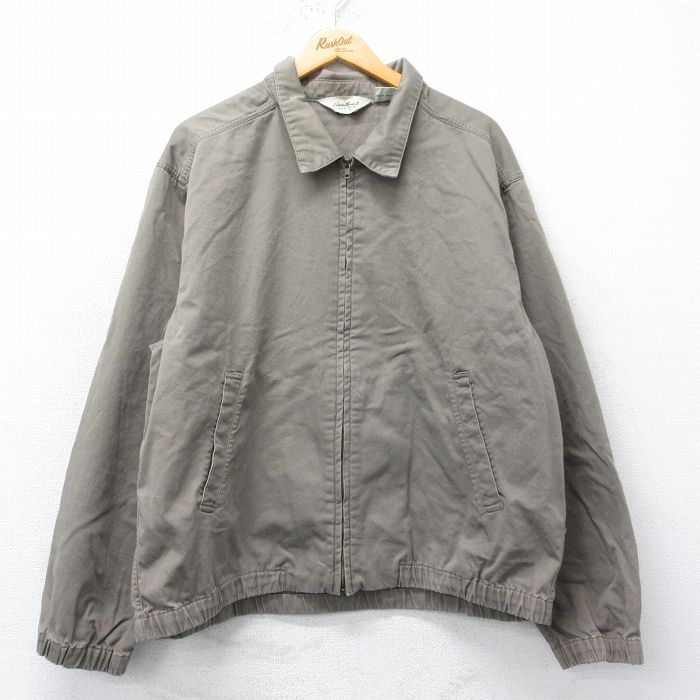 XL★古着 エディーバウアー 長袖 ジャケット スイングトップ メンズ 00年代 00s 大きいサイズ コットン グレー系 【spe】 25feb27 中古 アウター ジャンパー ブルゾン