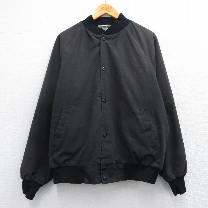XL★古着 長袖 ジャケット メンズ 80年代 80s ラグラン USA製 黒 ブラック 内側キルティング 25feb28 中古 アウター ジャンパー ブルゾン