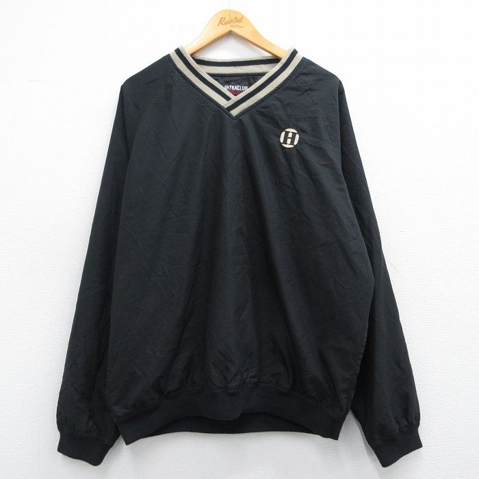 XL★古着 長袖 ジャケット メンズ H ラグラン 大きいサイズ Vネック 黒他 ブラック 25feb28 中古 アウター ジャンパー ブルゾン