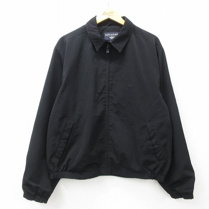 XL★古着 ドッカーズ 長袖 ジャケット スイングトップ メンズ 大きいサイズ 黒 ブラック 25mar05 中古 アウター ジャンパー ブルゾン