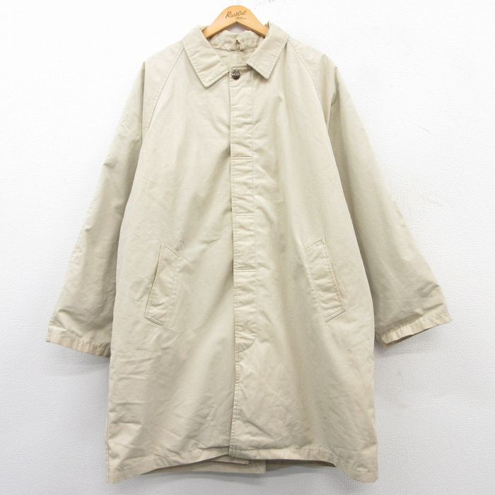 XL★古着 長袖 ステンカラー コート メンズ 90年代 90s 大きいサイズ ロング丈 ラグラン イタリア製 ベージュ系 カーキ 【spe】 25mar06 中古 アウター