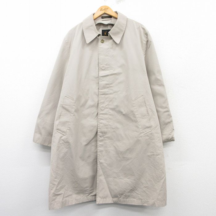 【50%OFF】XL★古着 レイクランド 長袖 ステンカラー コート メンズ 90年代 90s 大きいサイズ ロング丈 ベージュ系 カーキ 【spe】 25mar06 中古 アウター