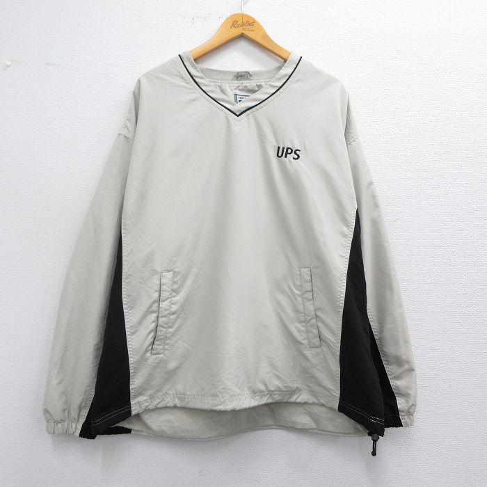 XL★古着 長袖 ジャケット メンズ UPS 大きいサイズ Vネック 薄グレー他 25mar14 中古 アウター ジャンパー ブルゾン
