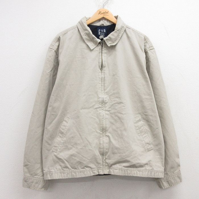 XL★古着 ギャップ GAP 長袖 ジャケット スイングトップ メンズ 00年代 00s 大きいサイズ コットン ベージュ カーキ 25mar18 中古 アウター ジャンパー ブルゾン