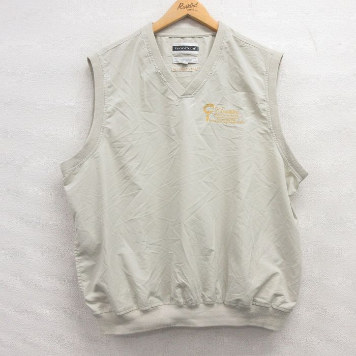 XL★古着 IZOD ベスト メンズ Cadillac 大きいサイズ Vネック ベージュ カーキ 25mar18 中古 アウター