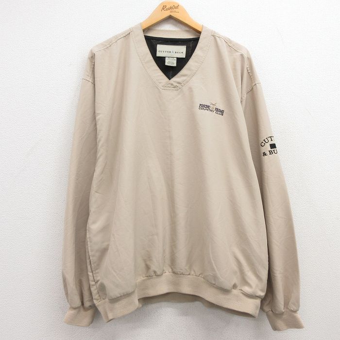 XL★古着 長袖 ジャケット メンズ POCONO 大きいサイズ Vネック ベージュ カーキ 25mar18 中古 アウター ジャンパー ブルゾン