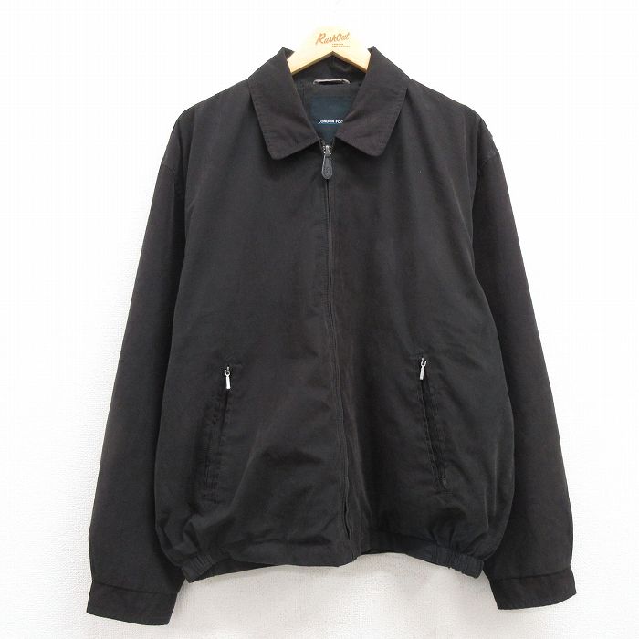 XL★古着 ロンドンフォグ 長袖 ジャケット スイングトップ メンズ 大きいサイズ 黒 ブラック 内側メッシュ 25mar18 中古 アウター ジャンパー ブルゾン