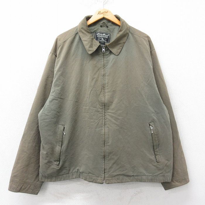 XL★古着 エディーバウアー 長袖 ジャケット スイングトップ メンズ 大きいサイズ 濃緑 グリーン 25mar26 中古 アウター ジャンパー ブルゾン