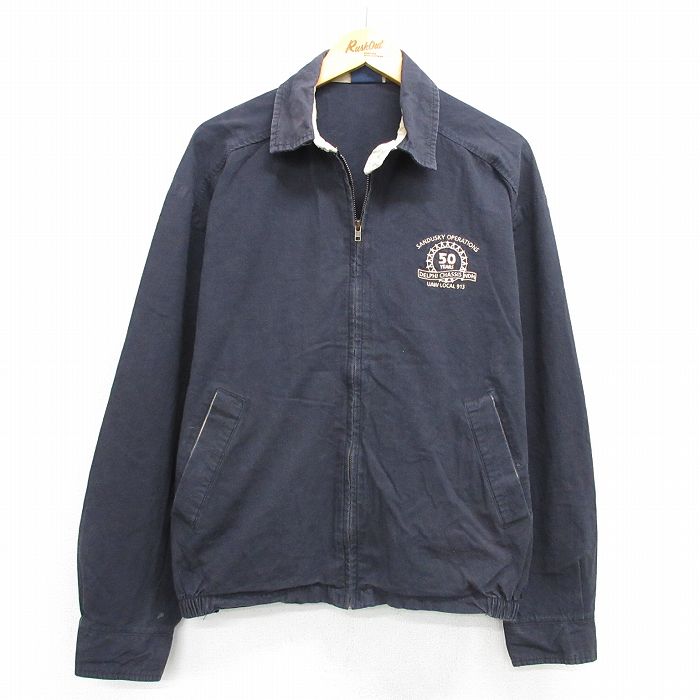 XL★古着 キングルイ 長袖 ジャケット スイングトップ メンズ 90年代 90s SANDUSKY 大きいサイズ コットン USA製 黒 ブラック 25mar27 中古 アウター ジャンパー ブルゾン