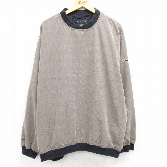 XL★古着 IZOD 長袖 ジャケット メンズ 00年代 00s Bonita Bay 大きいサイズ クルーネック 茶他 ブラウン チェック 25mar27 中古 アウター ジャンパー ブルゾン