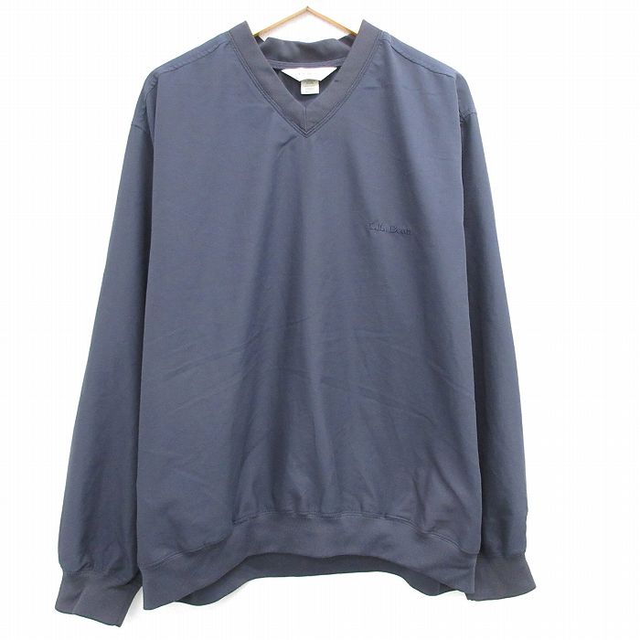 XL★古着 エルエルビーン LLBEAN 長袖 ジャケット メンズ 90年代 90s ワンポイントロゴ 大きいサイズ Vネック 紺 ネイビー 【spe】 25mar27 中古 アウター ジャンパー ブルゾン