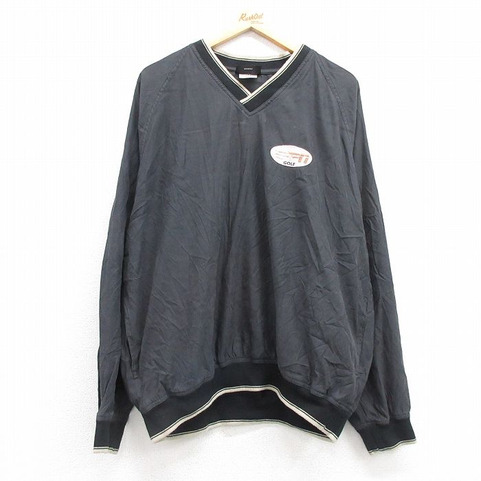 XL★古着 長袖 ジャケット メンズ 00年代 00s ディズニー DISNEY ESPN ラグラン 大きいサイズ Vネック 黒他 ブラック 25apr12 中古 アウター ジャンパー ブルゾン