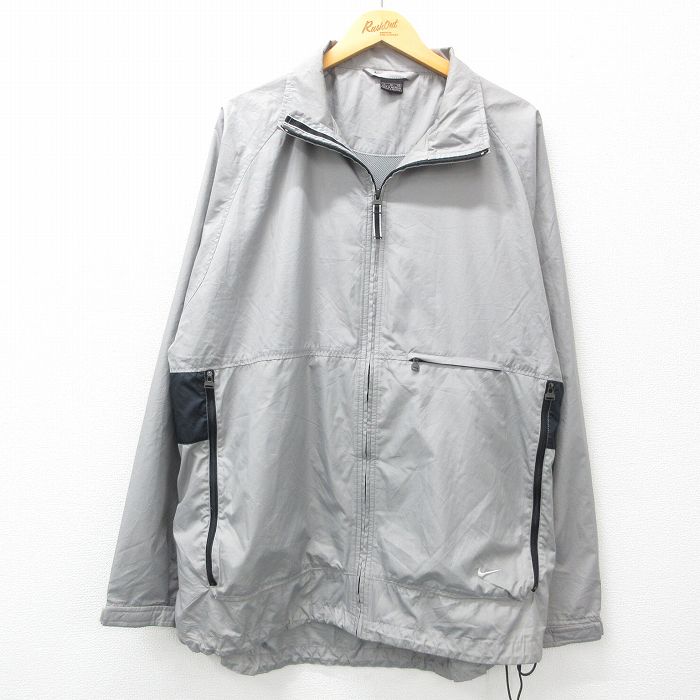 【50%OFF】XL★古着 ナイキ NIKE 長袖 ジャケット メンズ ワンポイントロゴ ラグラン 大きいサイズ グレー他 内側メッシュ 25apr12 中古 アウター ジャンパー ブルゾン