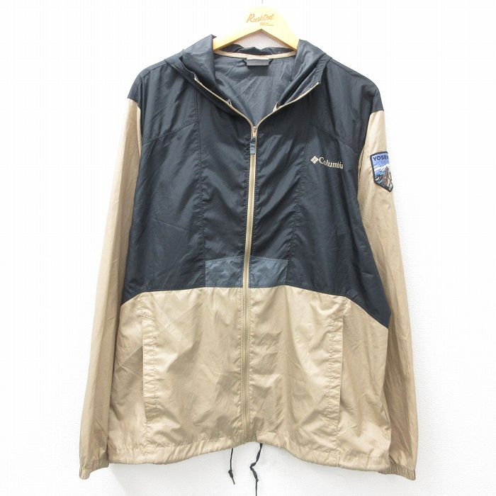 XL★古着 コロンビア COLUMBIA 長袖 ジャケット パーカー メンズ YOSEMITE 大きいサイズ ベージュ他 カーキ 25apr12 中古 アウター ジャンパー ブルゾン