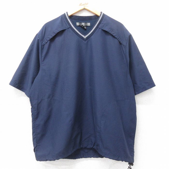 【20%OFF】XL★古着 ナイキ NIKE ゴルフ 半袖 ジャケット メンズ 00年代 00s ワンポイントロゴ Vネック 紺 ネイビー 内側メッシュ 【spe】 25aug02 中古 アウター ジャンパー ブルゾン