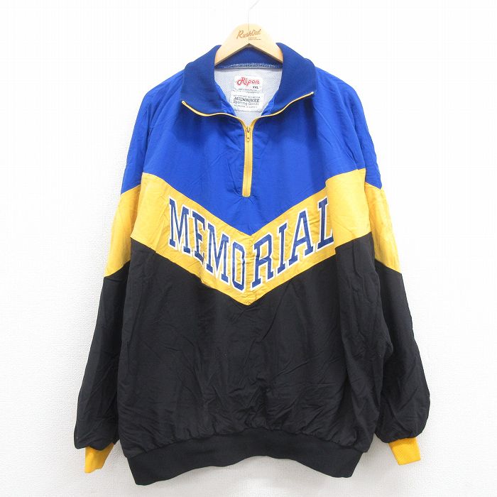 【50%OFF】XL★古着 長袖 ハーフジップ ジャケット メンズ 90年代 90s メモリアル 大きいサイズ USA製 タロン 青他 ブルー 内側メッシュ 25aug30 中古 アウター ジャンパー ブルゾン