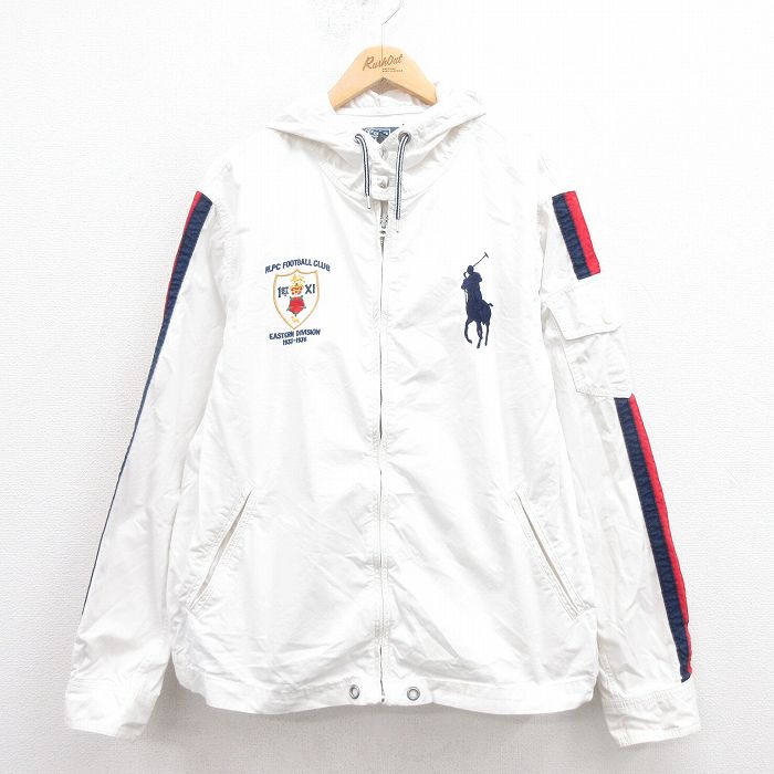XL★古着 ラルフローレン Ralph Lauren 長袖 ブランド ジャケット パーカー メンズ ビッグポニー 白 ホワイト 25sep02 中古 アウター ジャンパー ブルゾン