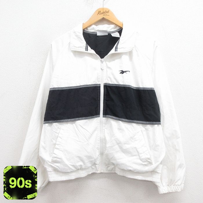 【50%OFF】リーボック 90s ラグランジャケット ワンポイントロゴ ホワイト XL | 古着
